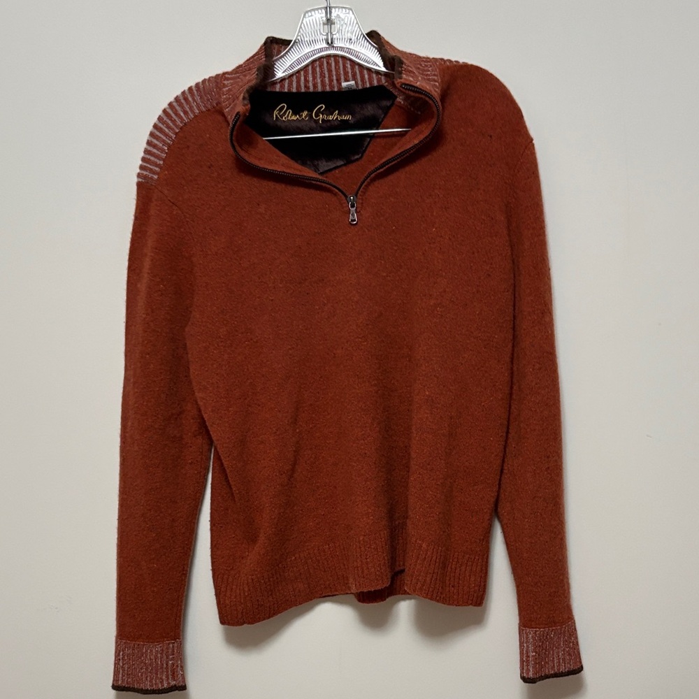 Robert Graham Men's Zip-Neck Sweater in Rust